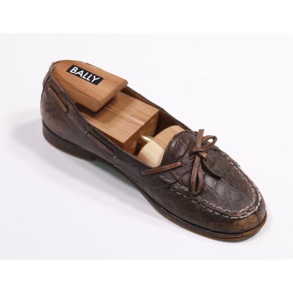 Polo Ralph Lauren Brown Crocodile Alligator Leather Bow Loafers Mens 7.5 main image 4